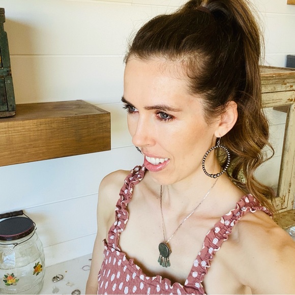 ♥️ Southwestern Style ♥️ Taxco Sterling Silver & Green Gemstone Brooch Pendant - Picture 7 of 8